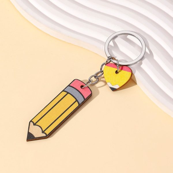 Wholesale Teacher s Day Pencil Love Wooden Keychain Hot on Sale