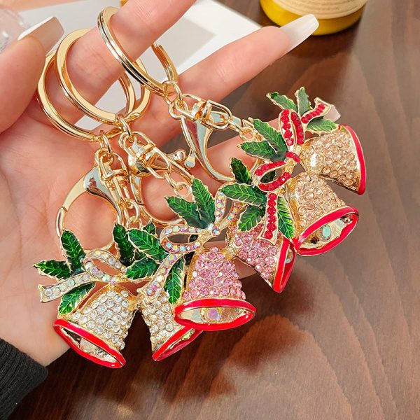 Wholesale Zinc Alloy Christmas Diamond Bell Keychain Online Sale