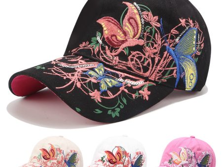 Wholesale Butterfly Embroidery Cotton Baseball Cap Discount