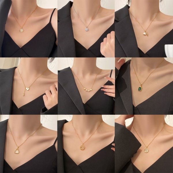 Wholesale Titanium Steel Clavicle Clover Necklaces Online