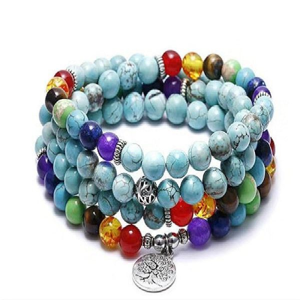 Wholesale 2PCS Turquoise Colorful Life Tree Bracelet Online now