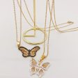 Wholesale Titanium Steel Colored Rhinestone Two-tone Butterfly Pendant Necklaces Online now