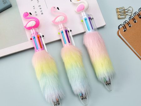 Wholesale Flamingo Plush Decorative Colorful Ballpoint Pens For Discount