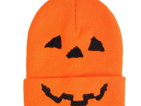 Wholesale Halloween Pumpkin Acrylic Knitted Hats Sale