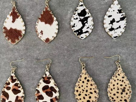 Wholesale  Leopard Patterned Cow and Horse Hair Earrings Online now