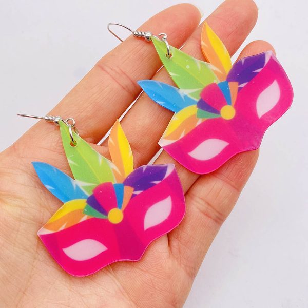 Wholesale Three Color Feather Acrylic Earrings Hot on Sale