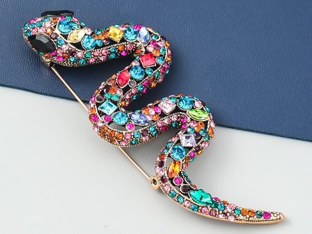 Wholesale Colored Diamond Snake Alloy Brooch For Cheap