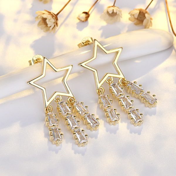 Wholesale Star Tassel Copper Earrings on Sale