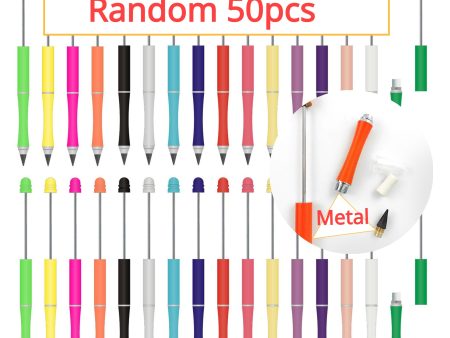 Wholesale Beadable Metal Pencil Random 50pcs DIY Eternal With Eraser No Need to Sharpen the Refill Online Sale