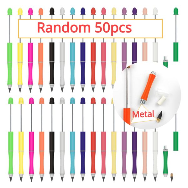 Wholesale Beadable Metal Pencil Random 50pcs DIY Eternal With Eraser No Need to Sharpen the Refill Online Sale