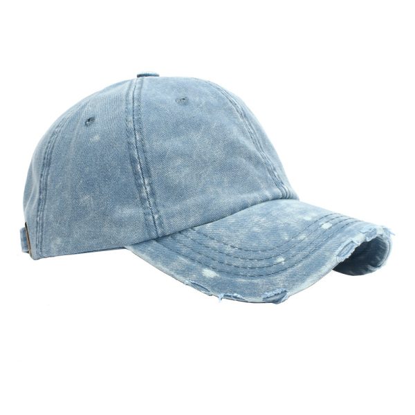 Wholesale Washed Cotton Perforated Denim Cotton Baseball Cap Fashion