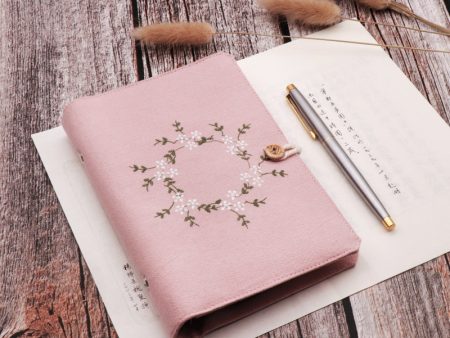 Wholesale Cotton Fabric Embroidered Wreath Binder A5 A6 Literary Notebook For Cheap