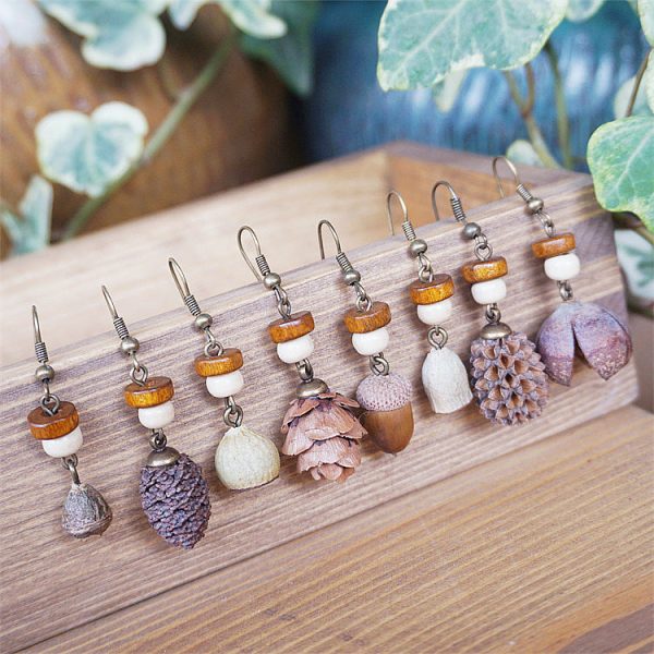 Wholesale Dried Fruit Trees Wooden Earrings Online Sale