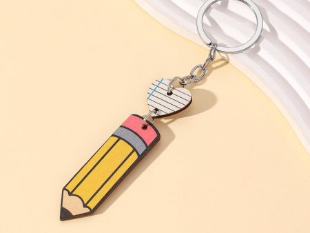 Wholesale Teacher s Day Pencil Love Wooden Keychain Hot on Sale