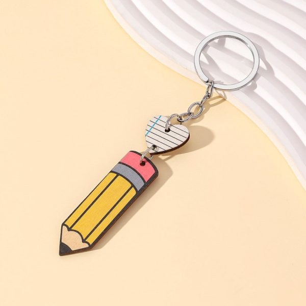 Wholesale Teacher s Day Pencil Love Wooden Keychain Hot on Sale