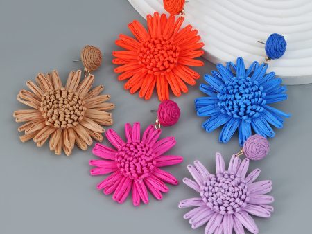 Wholesale Woven Flower Raffia Earrings Sale