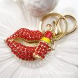 Wholesale Zinc Alloy Lipstick Lips Diamond Keychain Cheap