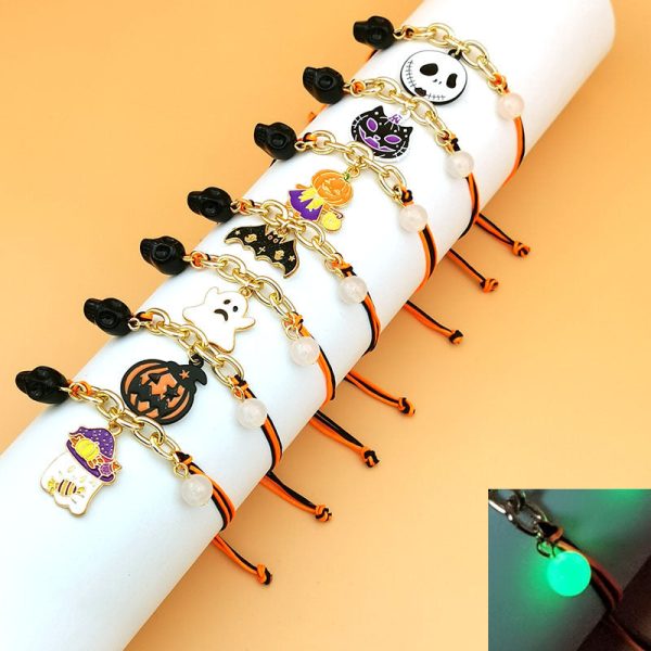 Wholesale 2PCS Halloween Glow Hand Alloy Bracelet Supply