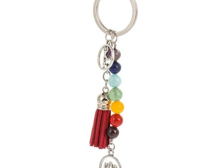 Wholesale Tassel Lotus Flower Colorful Beads Stones Alloy Keychains Sale