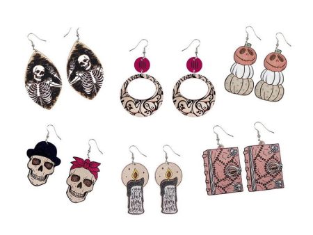 Wholesale Wooden Halloween Rainbow Pumpkin Earrings For Cheap