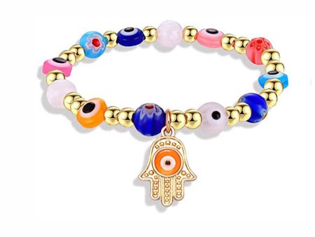 Wholesale 2PCS Colorful Demon Eye Palm Crystal Alloy Bracelet For Discount