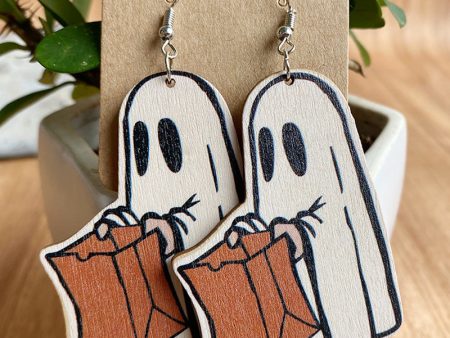 Wholesale 2pair pack Halloween Scary Spooky Wooden Earrings Online now