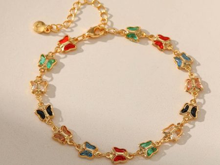 Wholesale Summer Colored Glass Diamond Butterfly Copper Bracelet Online Hot Sale