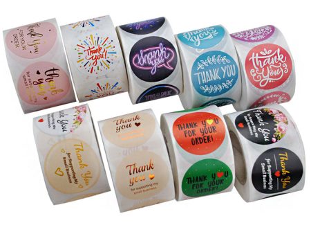 Wholesale Coated Paper Self-adhesive Round Bronzing Thank You Sticker For Cheap