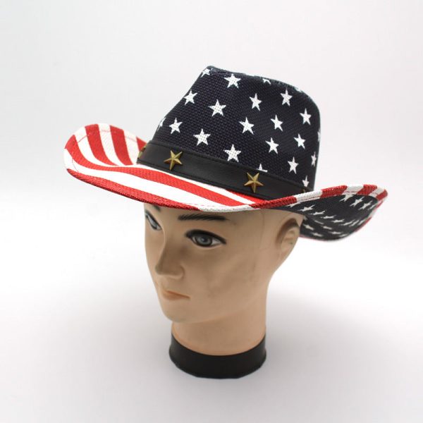 Wholesale Straw American Flag Western Cowboy Hat Cheap