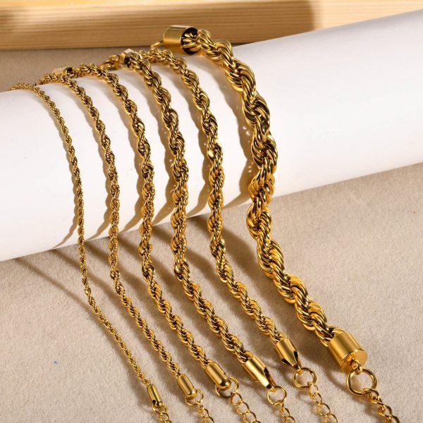 Wholesale Twist Gold Stainless Steel Bracelets Hot on Sale