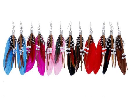 Wholesale Bohemian Tassel Feather Earrings Online Hot Sale