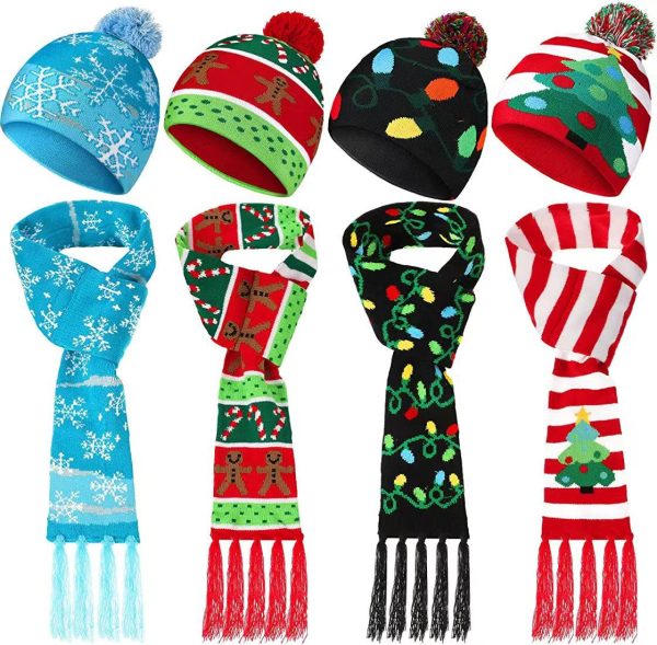 Wholesale Acrylic LED Illuminated Christmas Hat Scarf Set Hot on Sale