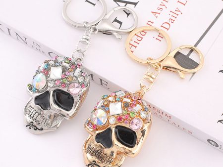 Wholesale Zinc Alloy Color Rhinestone Skull Keychain For Discount