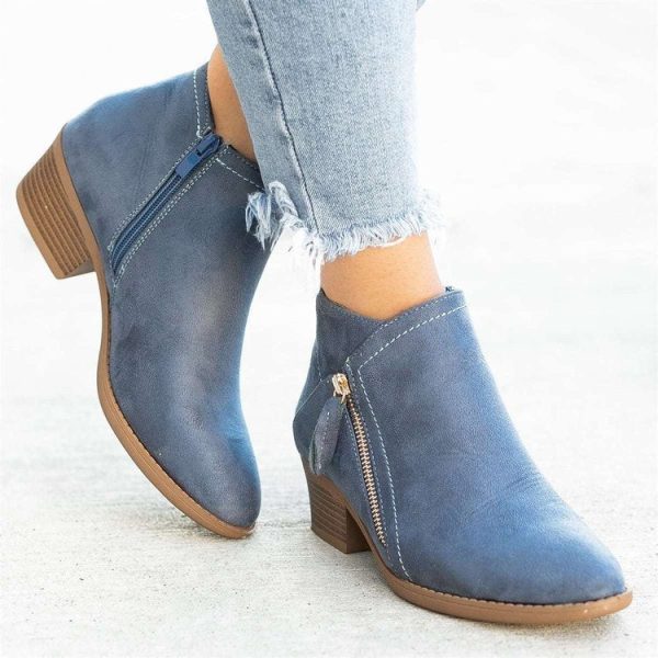 Wholesale Suede Double-sided Zippered Women s Short Boots Supply