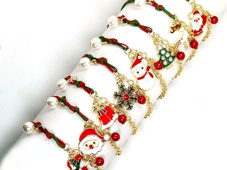 Wholesale 2PCS Christmas Elk Snowman Alloy Bracelet Online