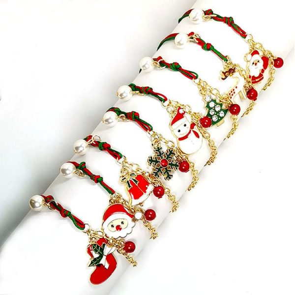 Wholesale 2PCS Christmas Elk Snowman Alloy Bracelet Online