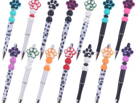 Wholesale Handmade Bead Pen Cartoon Dog Paw Silicone Ballpoint Pen For Sale