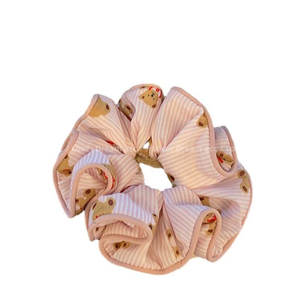 Wholesale of Colored Bear Floral Fabrics Hair Scrunchies on Sale