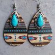 Wholesale  2 Pairs Pack Turquoise Pendant Aztec Western Wooden Earrings For Cheap