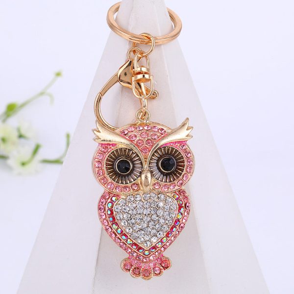 Wholesale Zinc Alloy Diamond Owl Key Chain Cheap