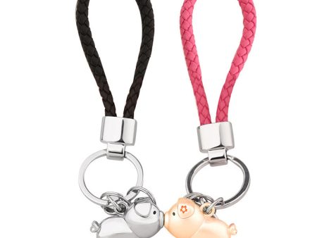 Wholesale Zinc Alloy Pig Couple Belt Keychain Online