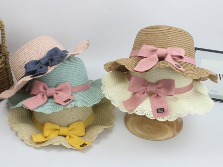 Wholesale Bowknot Sweet and Lovely Paper Grass Kids Hat Online Sale