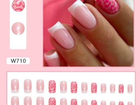 Wholesale Medium Length Square Rose Red Leopard Aurora Nail Stickers Hot on Sale