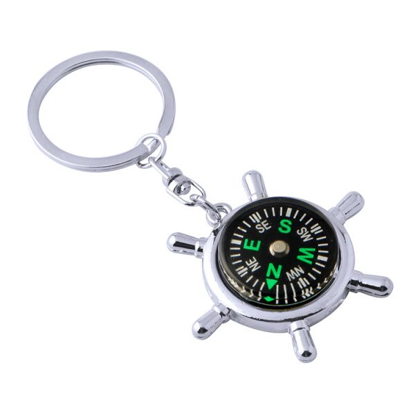 Wholesale Zinc Alloy Rudder Compass Car Keychains Supply