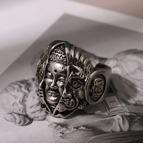 Wholesale Vintage Human Head Open Alloy Ring Fashion