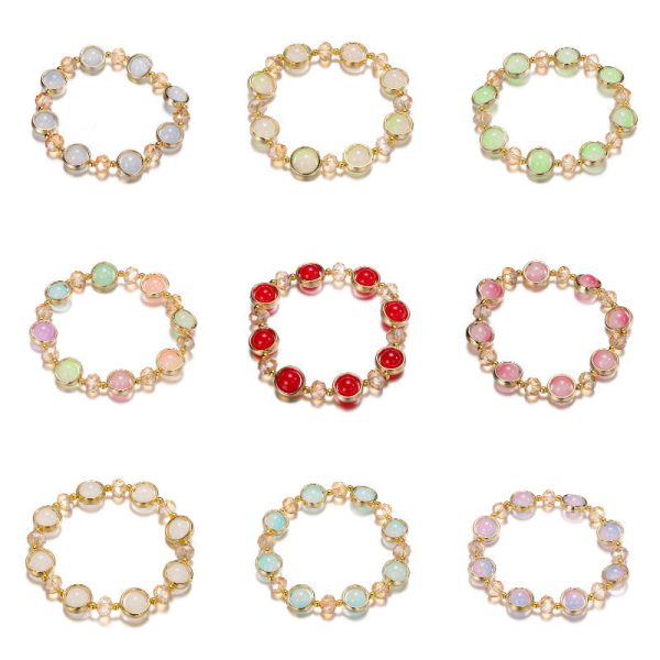 Wholesale 2pcs Multicolor Crystal Glass Beads Bracelet Online Hot Sale