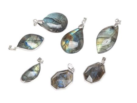 Wholesale 5pcs Glitter Stone Pendant Labradorite Necklaces For Sale