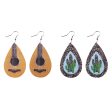 Wholesale Water Drop Guitar Leopard Cactus Leather Earrings Online Sale