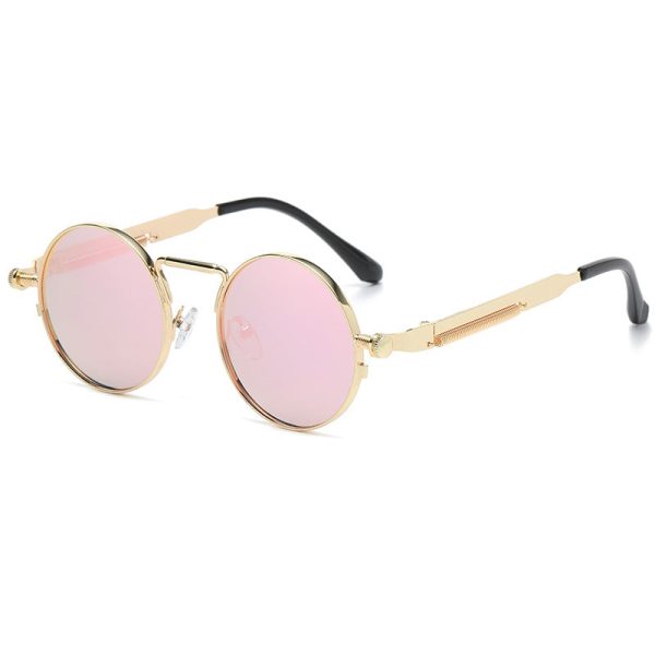 Wholesale Vintage Round Frame Steampunk Style Metal Spring Leg PC Sunglasses on Sale