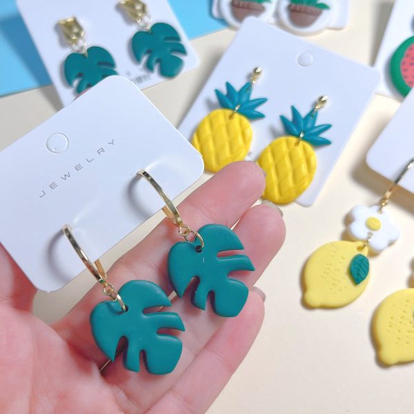 Wholesale Summer Soft Pottery Tropical Fruit Pineapple Earrings Sale